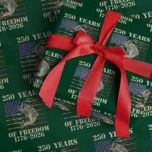 250th Anniversary USA Bass Fishing American Flag Wrapping Paper Roll TS14 Green Print Your Wear