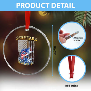 250th Anniversary USA Fishing Crystal Glass Ornament Patriotic Fisherman American Flag TS14 Print Your Wear