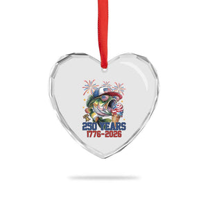 America 250th Fishing Heart Crystal Glass Ornament Patriotic Bass Fish American Flag TS14 Print Your Wear