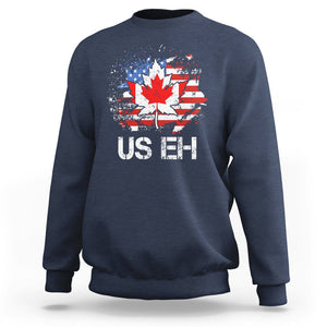 America Canada Sweatshirt Funny US EH Maple Leaf Canadian American Flag Canada's Day TS02 Navy Printyourwear