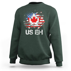America Canada Sweatshirt Funny US EH Maple Leaf Canadian American Flag Canada's Day TS02 Dark Forest Green Printyourwear