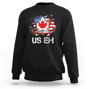America Canada Sweatshirt Funny US EH Maple Leaf Canadian American Flag Canada's Day TS02 Black Printyourwear