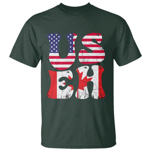 America Canada T Shirt Funny US EH Canadian American Flag Canada's Day Maple Leaf TS02 Dark Forest Green Printyourwear