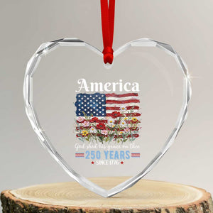 America God Shed His Grace On Thee 250 Years Since 1776 Heart Crystal Glass Ornament TS11 Transparent Glass 3'' Heart Print Your Wear