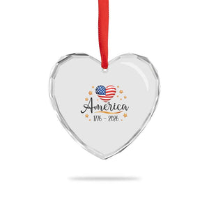America Heart 250 Years Heart Crystal Glass Ornament US Semiquincentennial Cute Patriotic 1776 to 2026 TS02 Print Your Wear