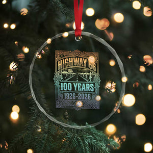 America Highway 66 100 Years Centennial 1926-2026 Crystal Glass Ornament Retro Desert Horizon The Mother Road Colorful Graphic TS02 Print Your Wear