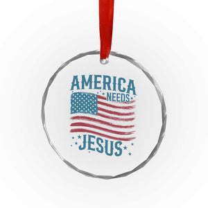 America Needs Jesus Crystal Glass Ornament 4th of July Christian TS14 Print Your Wear