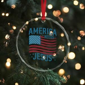 America Needs Jesus Crystal Glass Ornament 4th of July Christian TS14 Print Your Wear
