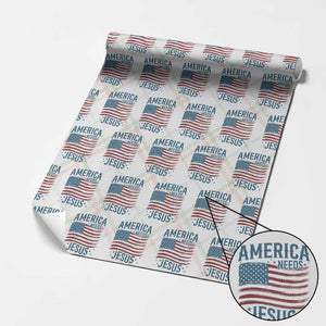 America Needs Jesus Wrapping Paper Roll 4th of July Christian TS14 Christmas Plaid Print Your Wear