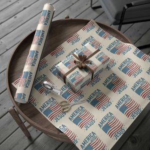 America Needs Jesus Wrapping Paper Roll 4th of July Christian TS14 Beige Print Your Wear