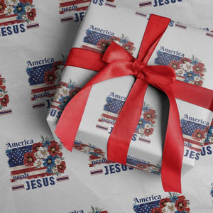 America Needs Jesus Wrapping Paper Roll Christian Floral US Flag 4th of July TS14 White Print Your Wear