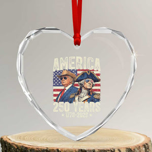 America Semiquincentennial George Washington and Trump Heart Crystal Glass Ornament 250 Years 1776-2026 Patriotic Founding Fathers Legacy TS02 Transparent Glass 3'' Heart Print Your Wear