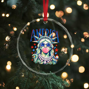 America Statue of Liberty Blowing Bubblegum Crystal Glass Ornament Star and Glasses Patriotic Summer Vibes Graphic TS02 Print Your Wear