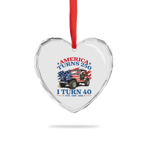America Turns 250 I Turn 40 1986 40th Birthday Heart Crystal Glass Ornament Compact Classic Off-road SUV