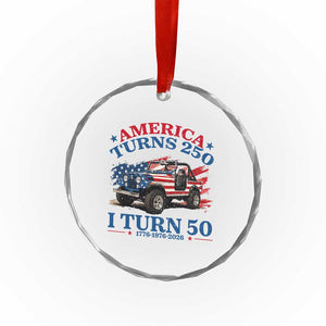 America Turns 250 I Turn 50 1976 50th Birthday Crystal Glass Ornament Compact Classic Off-road SUV