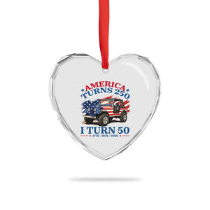 America Turns 250 I Turn 50 1976 50th Birthday Heart Crystal Glass Ornament Compact Classic Off-road SUV TS14 Print Your Wear