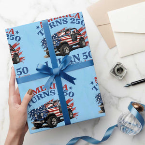 America Turns 250 I Turn 50 1976 50th Birthday Wrapping Paper Roll Compact Classic Off-road SUV