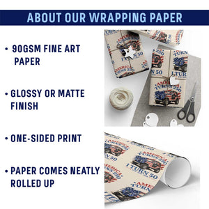 America Turns 250 I Turn 50 1976 50th Birthday Wrapping Paper Roll Compact Classic Off-road SUV TS14 Print Your Wear