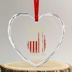 America Turns 250 I Turn 50 Heart Crystal Glass Ornament 50th Birthday 250th Anniversary USA Vintage 1976 Bday TS11 Transparent Glass 3'' Heart Print Your Wear