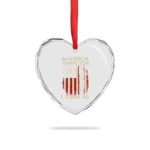 America Turns 250 I Turn 50 Heart Crystal Glass Ornament 50th Birthday 250th Anniversary USA Vintage 1976 Bday TS11 Print Your Wear