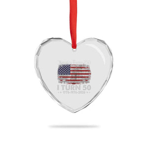 America Turns 250 I Turn 50 Heart Crystal Glass Ornament Vintage 1976 50th Birthday 250th Anniversary USA 50 Year Old Gift