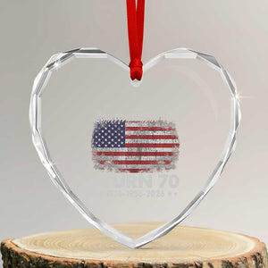 America Turns 250 I Turn 70 Heart Crystal Glass Ornament Vintage 1956 70th Birthday 250th Anniversary USA 70 Year Old Gift