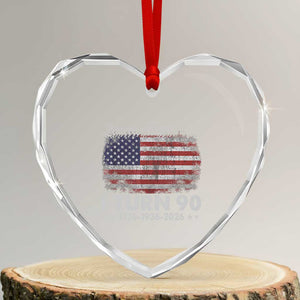 America Turns 250 I Turn 90 Heart Crystal Glass Ornament Vintage 1936 90th Birthday 250th Anniversary USA 90 Year Old Gift
