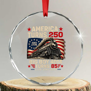 America Turns 250 Steam Locomotive Turns 85 Crystal Glass Ornament Vintage Railroad Steam Engine 85th USA 250th Anniversary TS02 Transparent Glass 3'' Circle Print Your Wear