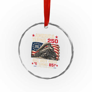 America Turns 250 Steam Locomotive Turns 85 Crystal Glass Ornament Vintage Railroad Steam Engine 85th USA 250th Anniversary TS02 Print Your Wear