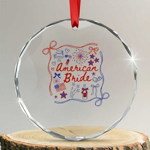 American Bride Bachelorette Party Crystal Glass Ornament Coquette Bow 4th Of July TS10 Transparent Glass 3'' Circle Print Your Wear