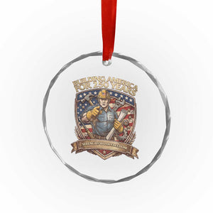 American Construction Worker Crystal Glass Ornament Building America For 250 Years TS12 Print Your Wear