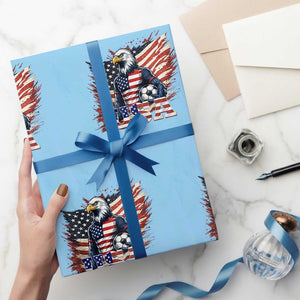 American Eagle And Soccer USA 2026 Supporter Wrapping Paper Roll TS12 Light Blue Print Your Wear