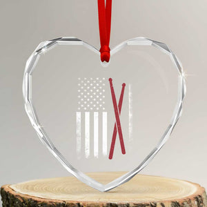 American Flag Drumsticks Heart Crystal Glass Ornament USA Drummers Vintage Drum Sticks TS10 Transparent Glass 3'' Heart Print Your Wear