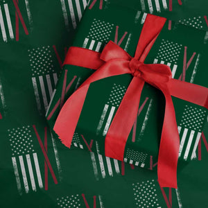 American Flag Drumsticks Wrapping Paper Roll USA Drummers Vintage Drum Sticks TS10 Green Print Your Wear