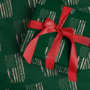 American Flag Endometrial Cancer Support Wrapping Paper Roll My Moms Fight My Fight