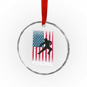 American Flag Fencing USA Patriotic Crystal Glass Ornament TS14 Print Your Wear
