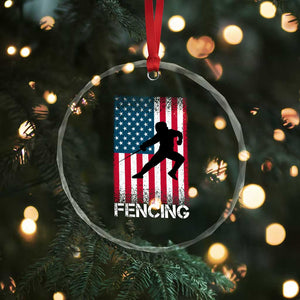 American Flag Fencing USA Patriotic Crystal Glass Ornament TS14 Print Your Wear