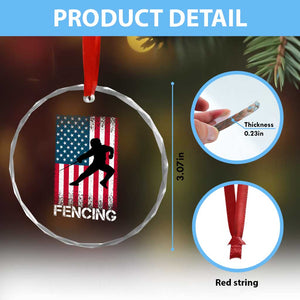 American Flag Fencing USA Patriotic Crystal Glass Ornament TS14 Print Your Wear