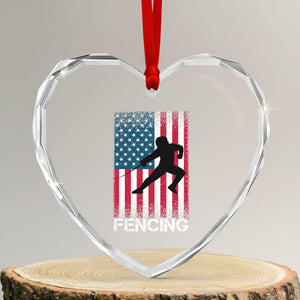 American Flag Fencing USA Patriotic Heart Crystal Glass Ornament TS14 Transparent Glass 3'' Heart Print Your Wear