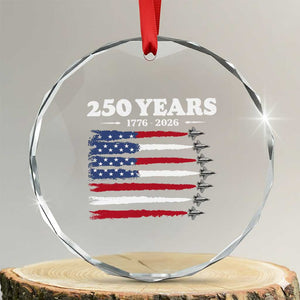 American Flag Fighter Jets Crystal Glass Ornament USA 250 Years Of Freedom TS12 Transparent Glass 3'' Circle Print Your Wear