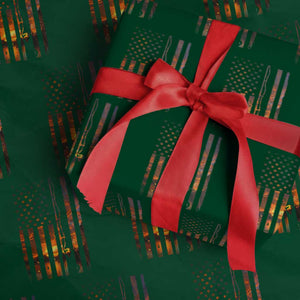 American Flag Fishing Wrapping Paper Roll Fish Fisher Fisherman Fishing Rod Sunset TS10 Green Print Your Wear