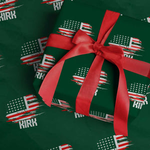 American Flag Kirk Wrapping Paper Roll Distressed Patriotic Team Charlie Tribute TS02 Green Print Your Wear