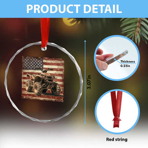 American Flag Quad 4 Wheeler Crystal Glass Ornament Vintage Retro Cool ATV Quadrider Off Road Clothing TS10 Print Your Wear