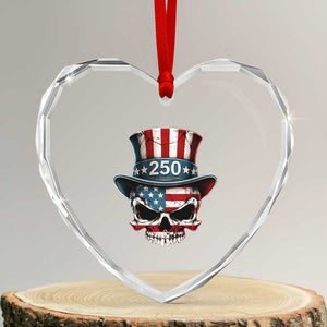 American Flag Skull Patriotic Pride Heart Crystal Glass Ornament USA 250 Anniversary TS12 Transparent Glass 3'' Heart Print Your Wear