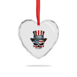 American Flag Skull Patriotic Pride Heart Crystal Glass Ornament USA 250 Anniversary TS12 Print Your Wear