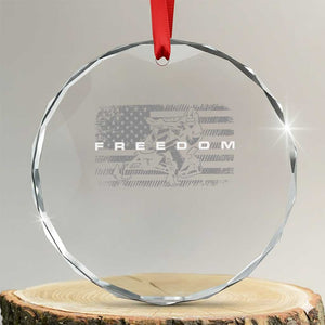 American Flag Snowmobile Freedom Winter Sport Crystal Glass Ornament TS11 Transparent Glass 3'' Circle Print Your Wear