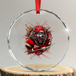 American Football Fan Wolf Spirit Crystal Glass Ornament Game Day Lifestyle TS12 Transparent Glass 3'' Circle Print Your Wear