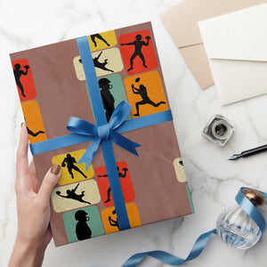 American Football Player Retro Vintage Sport Lover Wrapping Paper Roll TS11 Mocha Print Your Wear