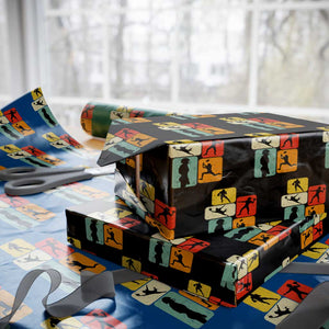 American Football Player Retro Vintage Sport Lover Wrapping Paper Roll TS11 Black Print Your Wear