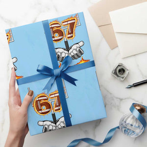 American Football Six Seven Meme Wrapping Paper Roll Fire Flame Drip TS12 Light Blue Print Your Wear